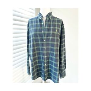 Ralph Lauren Navy and Green Plaid Shirt